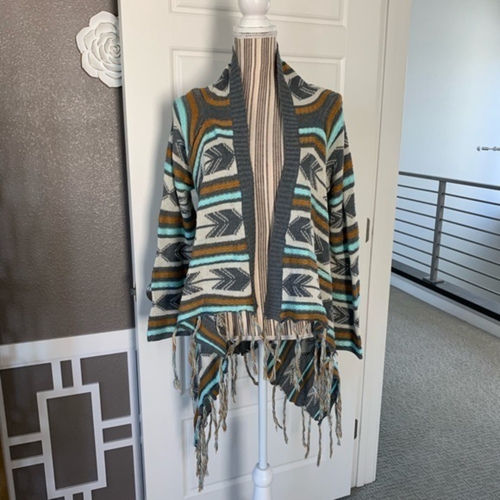 Filly Flair Geometric Print Poncho Sweater
